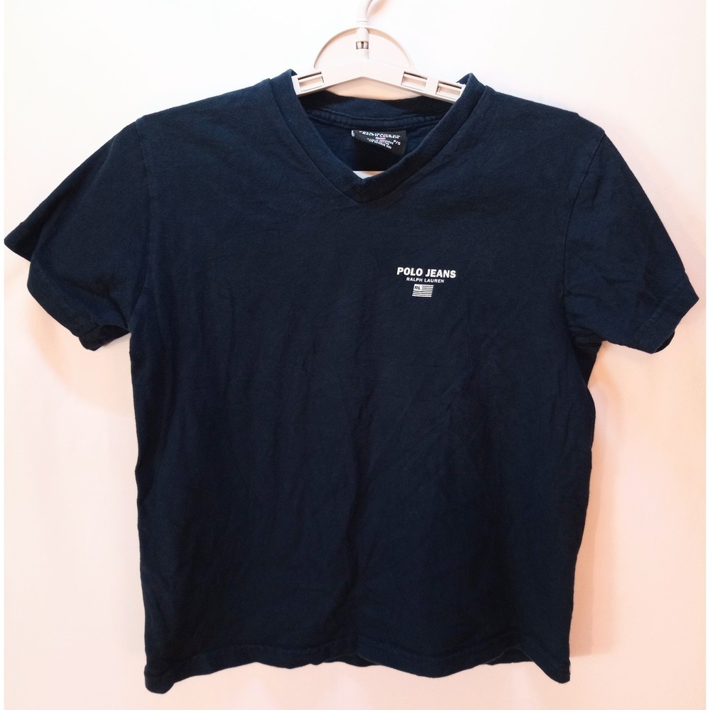 Polo‎ Jeans Ralph Lauren Boy's V-Neck  T-shirt, Size Small, Navy Blue